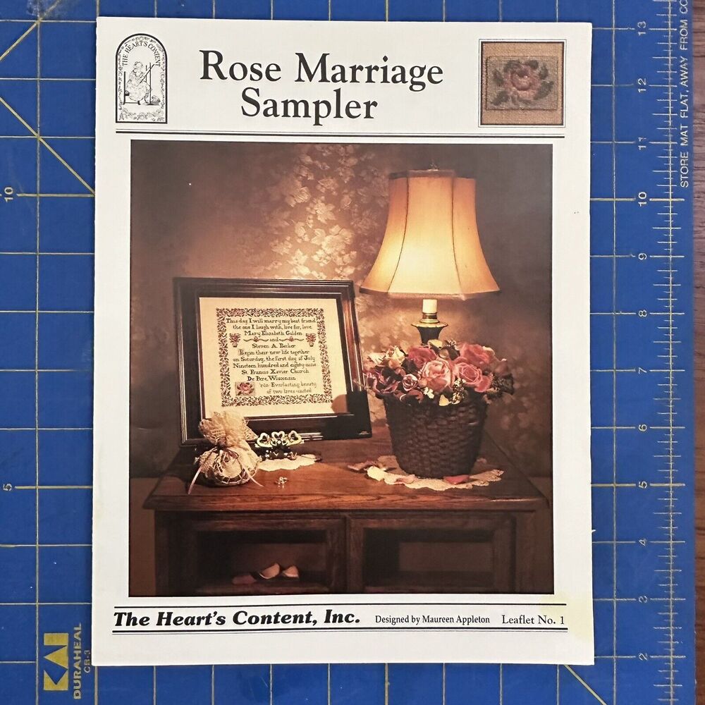 The Heart’s Content Rose Marriage Sampler Cross Stitch Pattern Leaflet
